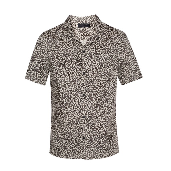 Allsaints Apex Leopard Print Button Down Shirt - Picture 1 of 7